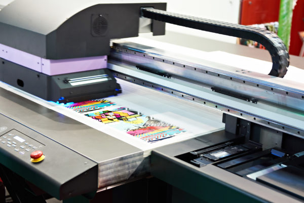 Industrial large format printer in work